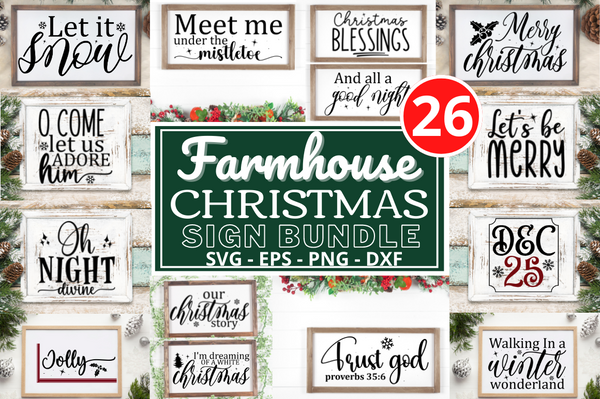 Farmhouse Christmas Sign Svg Bundle
