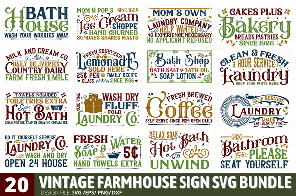Vintage Farmhouse Sign  Bundle