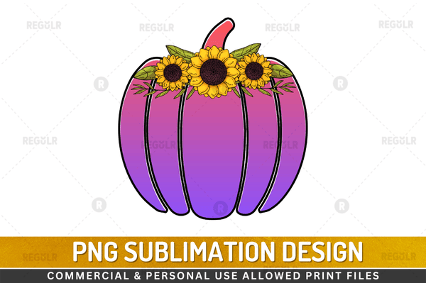 Gradient Pumpkin Sunflower Sublimation Design PNG File