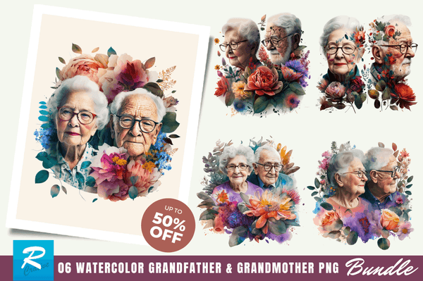 Grandfather and Grandmother Clipart Bundle