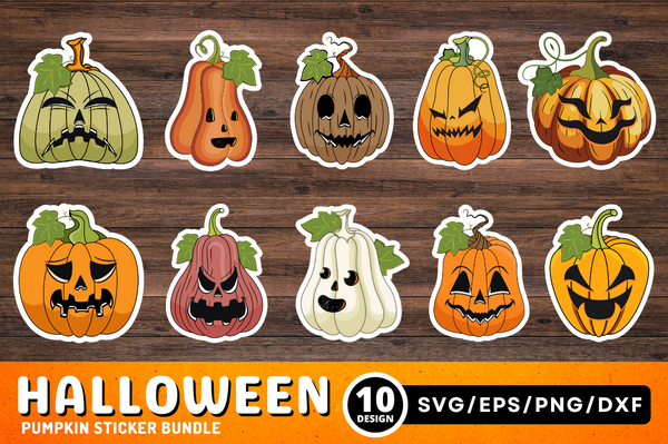 Halloween Pumpkin Stickers Svg Bundle