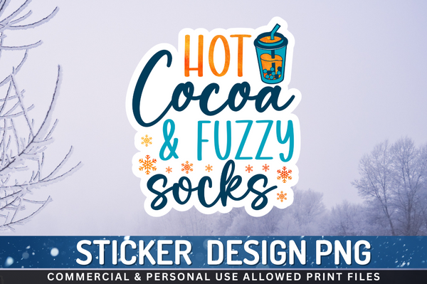 Hot cocoa & fuzzy socks Sticker PNG Design Downloads, PNG Transparent