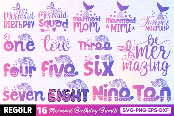 Mermaid Birthday SVG Bundle