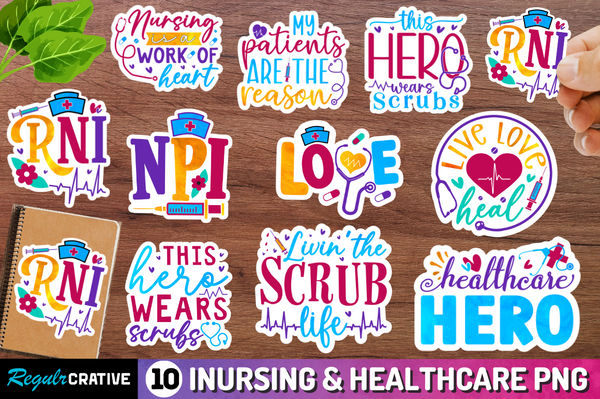 Nursing Printable Stickers Png Bundle