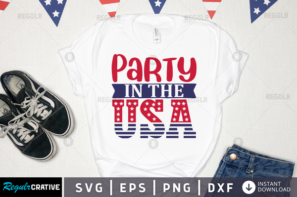 Party in the usa Svg Designs Silhouette Cut Files