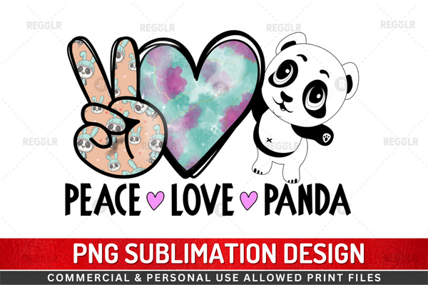 Peace love panda Sublimation Design PNG File