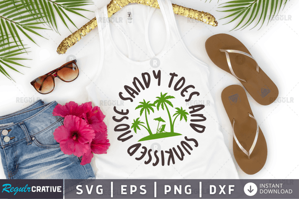 Sandy toes and sunkissed nose Svg Designs Silhouette Cut Files