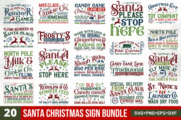 Santa Christmas Sign Bundle