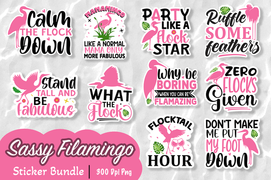 Sassy Flamingo sticker Sublimation bundle