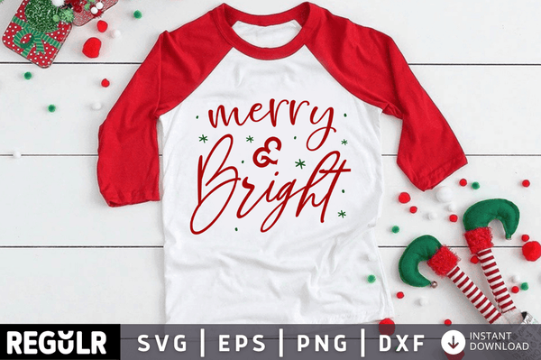 Merry & bright SVG, Christmas SVG Design