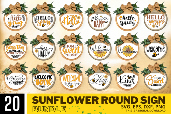 Sunflower Round Signs Bundle