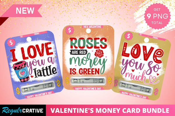 Valentine's Day Money Card PNG Bundle