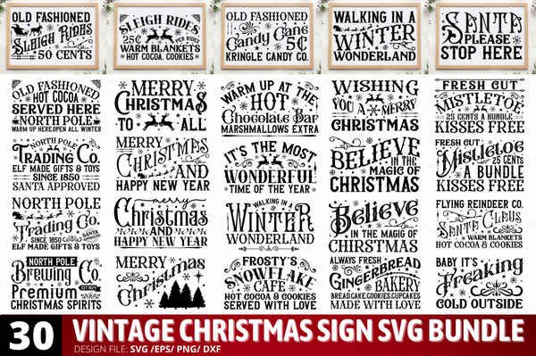Vintage Christmas Sign Bundle
