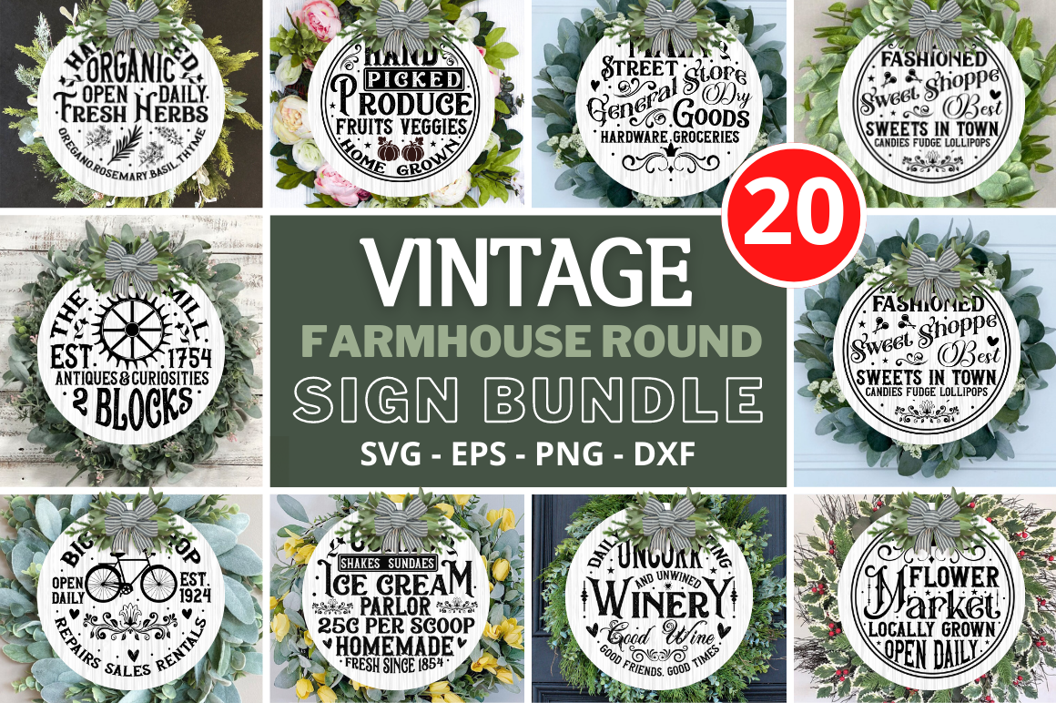 Vintage Round Sign Bundle