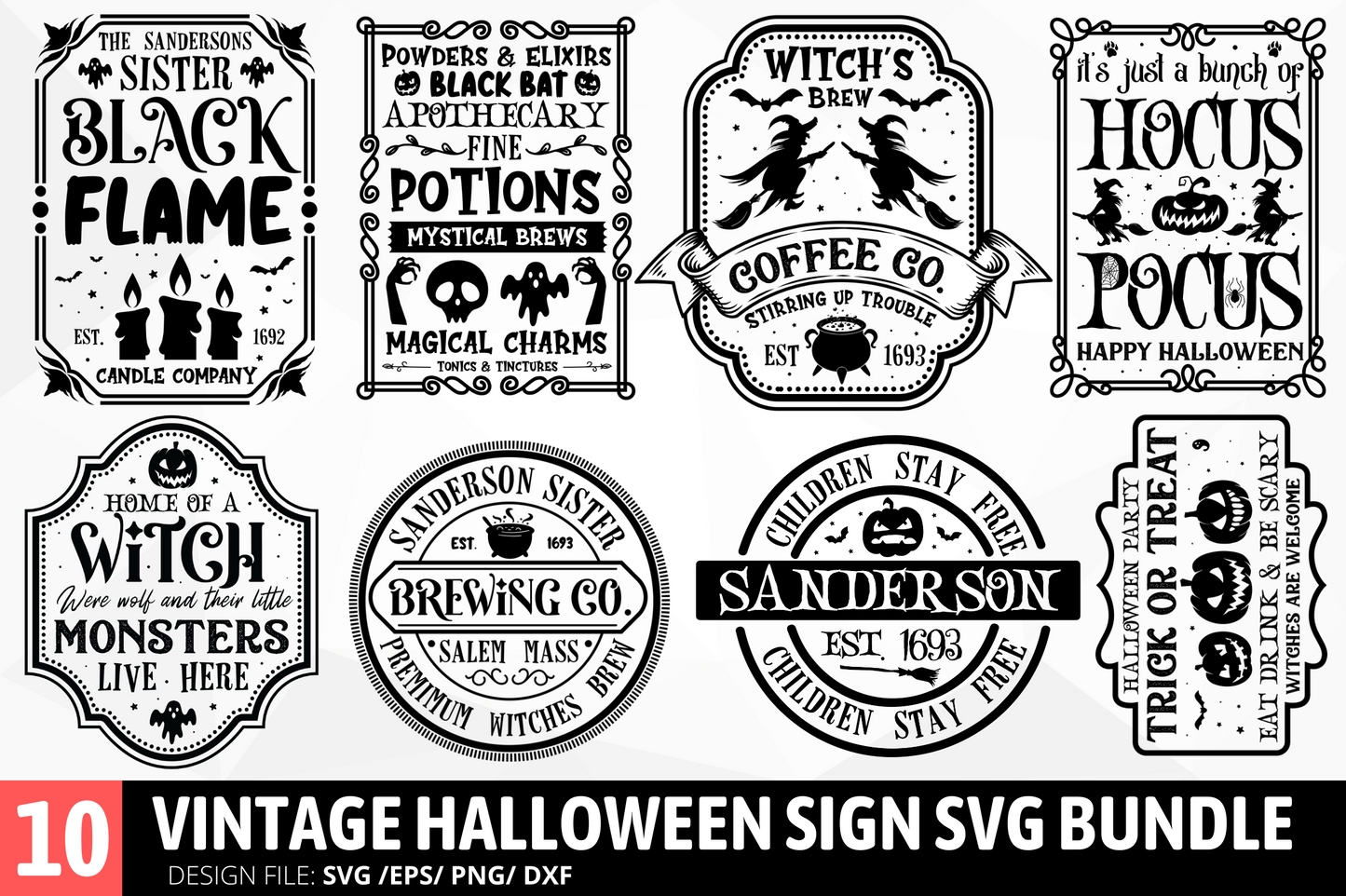 Vintage Halloween Sign Svg Bundle