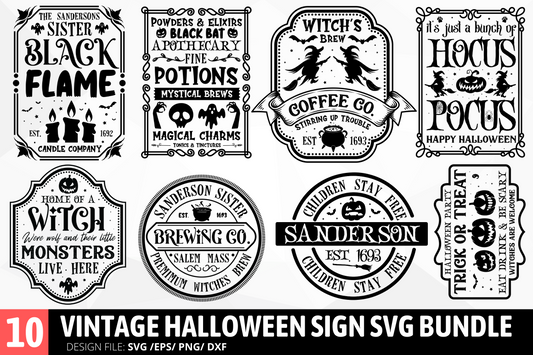 Vintage Halloween Sign Svg Bundle