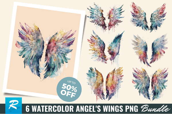 Watercolor Angel's Wings  Clipart Bundle