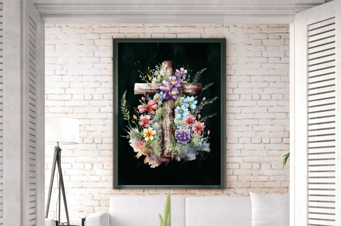 Watercolor Wooden Christian Cross Clipart Bundle