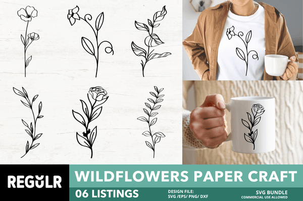 Wild Flowers Paper Craft SVG Bundle