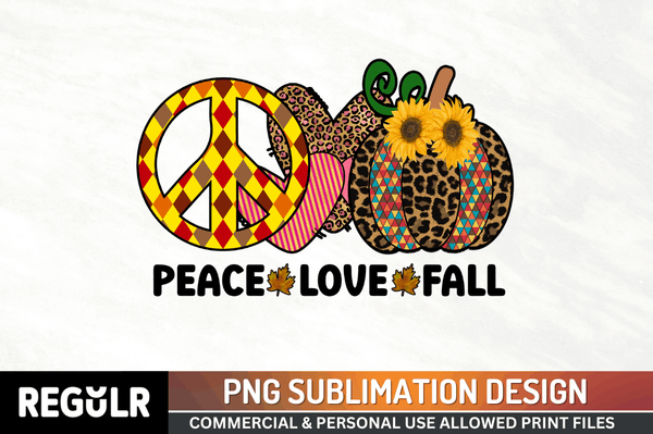 Peace  love  fall Sublimation PNG, Vintage Autumn Sublimation Design