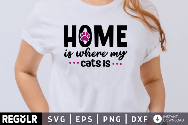 Home is where my cats is SVG Cut File, Cat Lover Quote