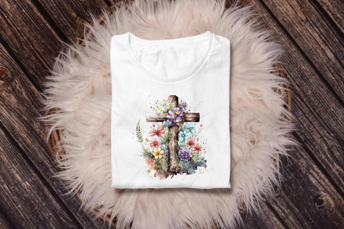 Watercolor Wooden Christian Cross Clipart Bundle
