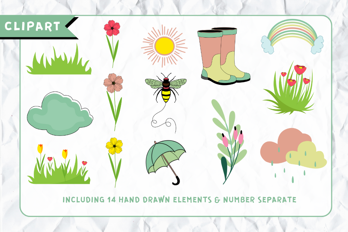 Spring Doodle Alphabet Bundle with Hand Drawn Clipart