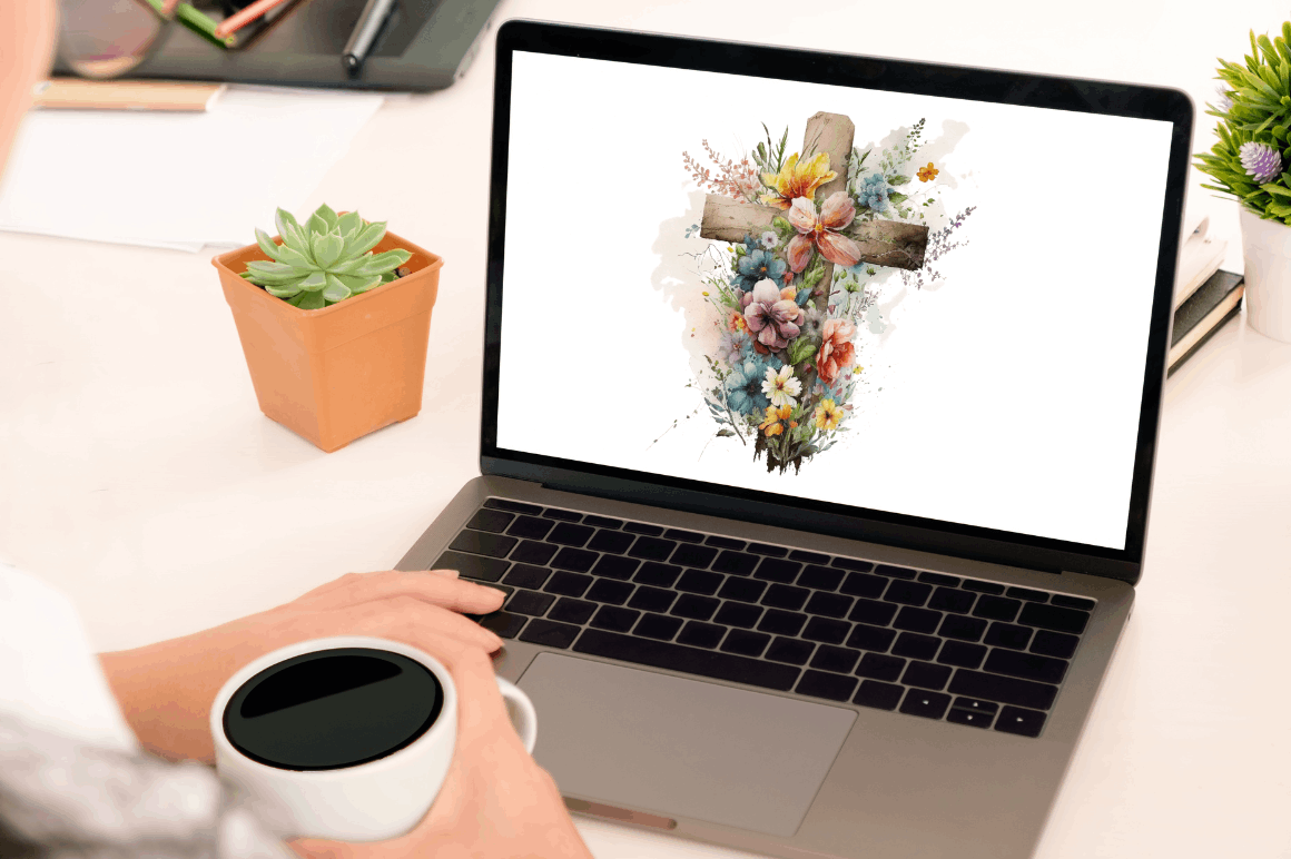 Watercolor Wooden Christian Cross Clipart Bundle
