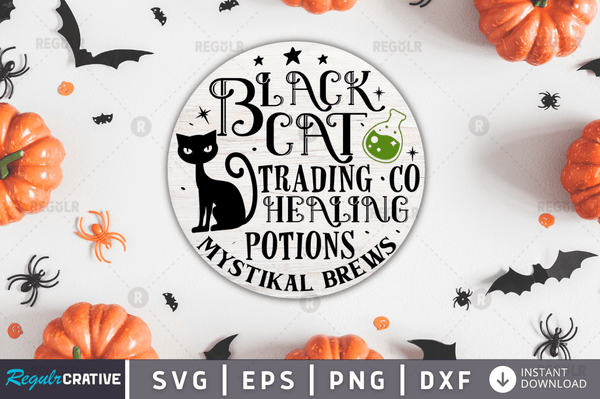 Black cat trading co healing potions mystikal brews Svg Design Cricut Cut File