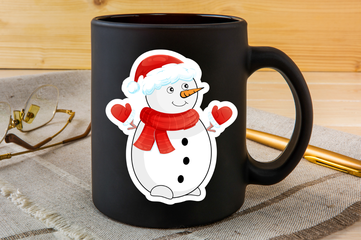 Snowman Cartoon Character Stickers Bundle