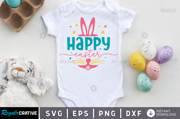 Happy Easter Svg Design Silhouette Cut Files