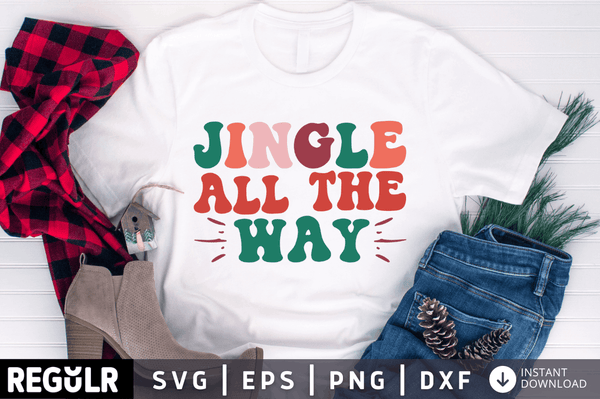 jingle all the way SVG, Retro Christmas SVG Design