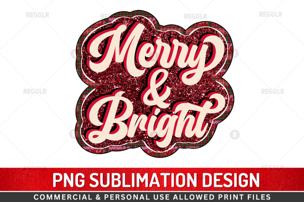 merry and bright Sublimation Design PNG , Christmas PNG Design