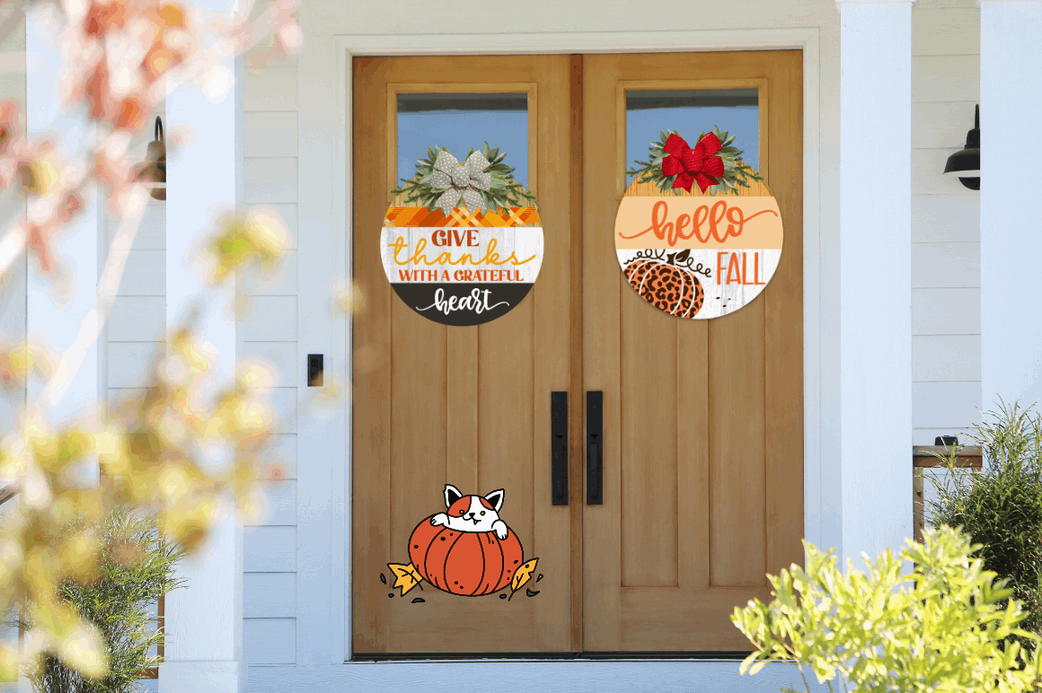 Thanksgiving Door Round Signs PNG Bundle