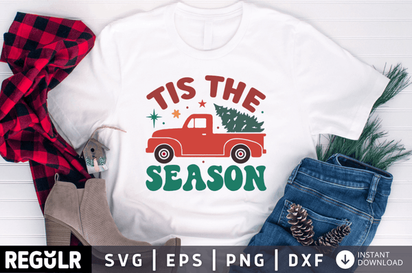 Tis the season SVG, Retro Christmas SVG Design